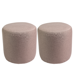 Kit 02 Puffs Decorativos Redondos para Sala Linho Palha Perse  - 1