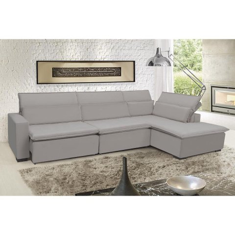 Sofá Istambul 3.80x1.90m Retrátil e Reclinável com Chaise - Avelã