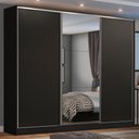 Ver imagem 1 de Guarda Roupa Casal 100% Mdf Madesa Zurique 3 Portas de Correr com Espelho - Preto