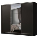 Ver imagem 3 de Guarda Roupa Casal 100% Mdf Madesa Zurique 3 Portas de Correr com Espelho - Preto