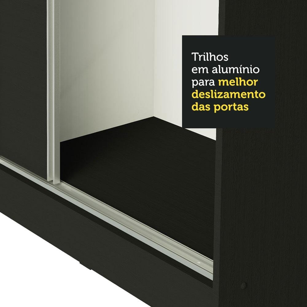 Guarda Roupa Casal 100% Mdf Madesa Zurique 3 Portas de Correr com Espelho - Preto - 8