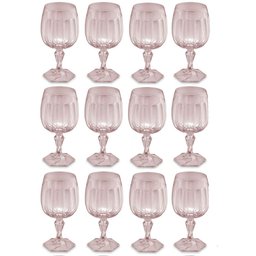 Jogo 12 Taças Plásticas 350ml Rosa Translúcido Água Drinks Suco Uz Bebidas - 1