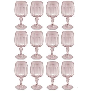 Jogo 12 Taças Plásticas 350ml Rosa Translúcido Água Drinks Suco Uz Bebidas