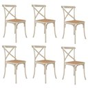 Ver imagem 4 de Kit 6 Cadeiras Jantar Cross Katrina X Off White Assento Bege Aço Branco