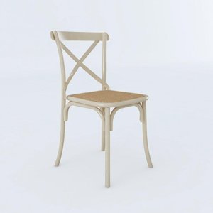 Kit 6 Cadeiras Jantar Cross Katrina X Off White Assento Bege Aço Branco