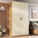 Ver imagem 1 de Guarda Roupa Solteiro 100% MDF 2 Portas 3 Gavetas Marrom/Nogueira