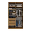 Ver imagem 3 de Guarda Roupa Solteiro 100% MDF 2 Portas 3 Gavetas Marrom/Nogueira