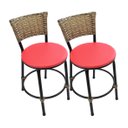 Ver imagem 2 de Kit 2 Banquetas Baixa de Cozinha Encosto Junco