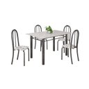 Ver imagem 2 de Conjunto de Mesa Tubular 120cm x 75cm Tampo em Vidro com 4 Cadeiras Iris B Prata/Off White