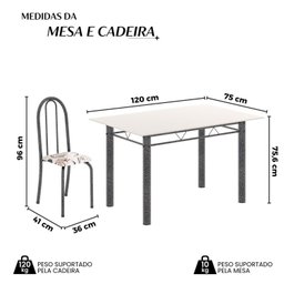 Conjunto de Mesa Tubular 120cm X 75cm Tampo em Vidro com 4 Cadeiras Iris B - 3