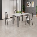 Ver imagem 1 de Conjunto de Mesa Tubular 120cm x 75cm Tampo em Vidro com 4 Cadeiras Iris B Prata/Off White