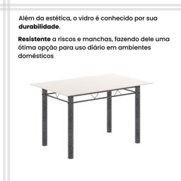 Conjunto de Mesa Tubular 120cm X 75cm Tampo em Vidro com 4 Cadeiras Iris B - 10