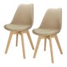 Kit 2 Cadeiras Charles Eames Leda Luisa Saarinen Design Wood Estofada Base Madeira - Bege - 1