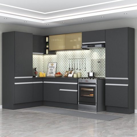 Armário De Cozinha Completa De Canto 898 Preto/branco