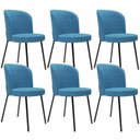 Ver imagem 1 de Kit 6 Cadeiras para Sala de Jantar Cozinha Estofada Gavi L02 Linho Azul - Lyam Decor