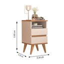 Ver imagem 4 de Kit 2 Mesa de Cabeceira Quarto Cama -alamo- Off White/nature