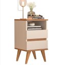 Ver imagem 3 de Kit 2 Mesa de Cabeceira Quarto Cama -alamo- Off White/nature