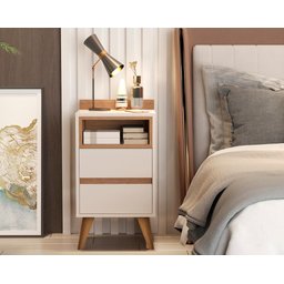 Kit 2 Mesa de Cabeceira Quarto Cama -alamo- Off White/nature - 6