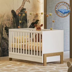 Berço Mini Cama 4300 Branco Acetinado + Colchão Ortobom Patoti Móveis - 1