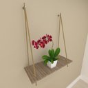 Ver imagem 1 de Prateleira com Cordas Suspensa Estante Parede Nicho Amadeirado Cozinha Escritorio Sala Quarto