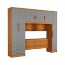 Ver imagem 4 de Guarda-Roupa Modulado Casal 6 Portas 3 Gavetas Top Cancun Yescasa Marrom/Nature/Cinza