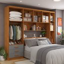 Ver imagem 2 de Guarda-Roupa Modulado Casal 6 Portas 3 Gavetas Top Cancun Yescasa Marrom/Nature/Cinza