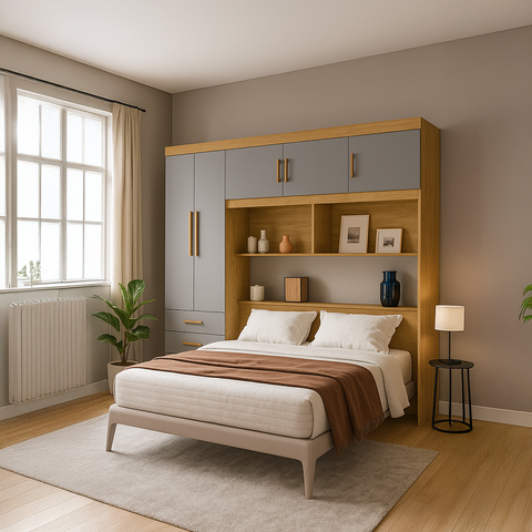 Guarda-Roupa com Cabeceira Casal 5 Portas 3 Gavetas Cancun Yescasa