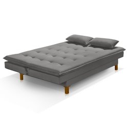 Sofá Cama Bangkok Pé Rústico em Madeira Confortável Veludo - 4