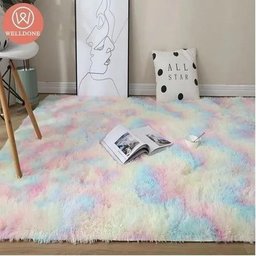Tapete Colorido Rosa Tye Dye Felpudo 1,40 M X 1,00 M Peludo - 2