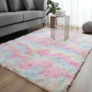 Tapete Colorido Rosa Tye Dye Felpudo 1,40 M X 1,00 M Peludo