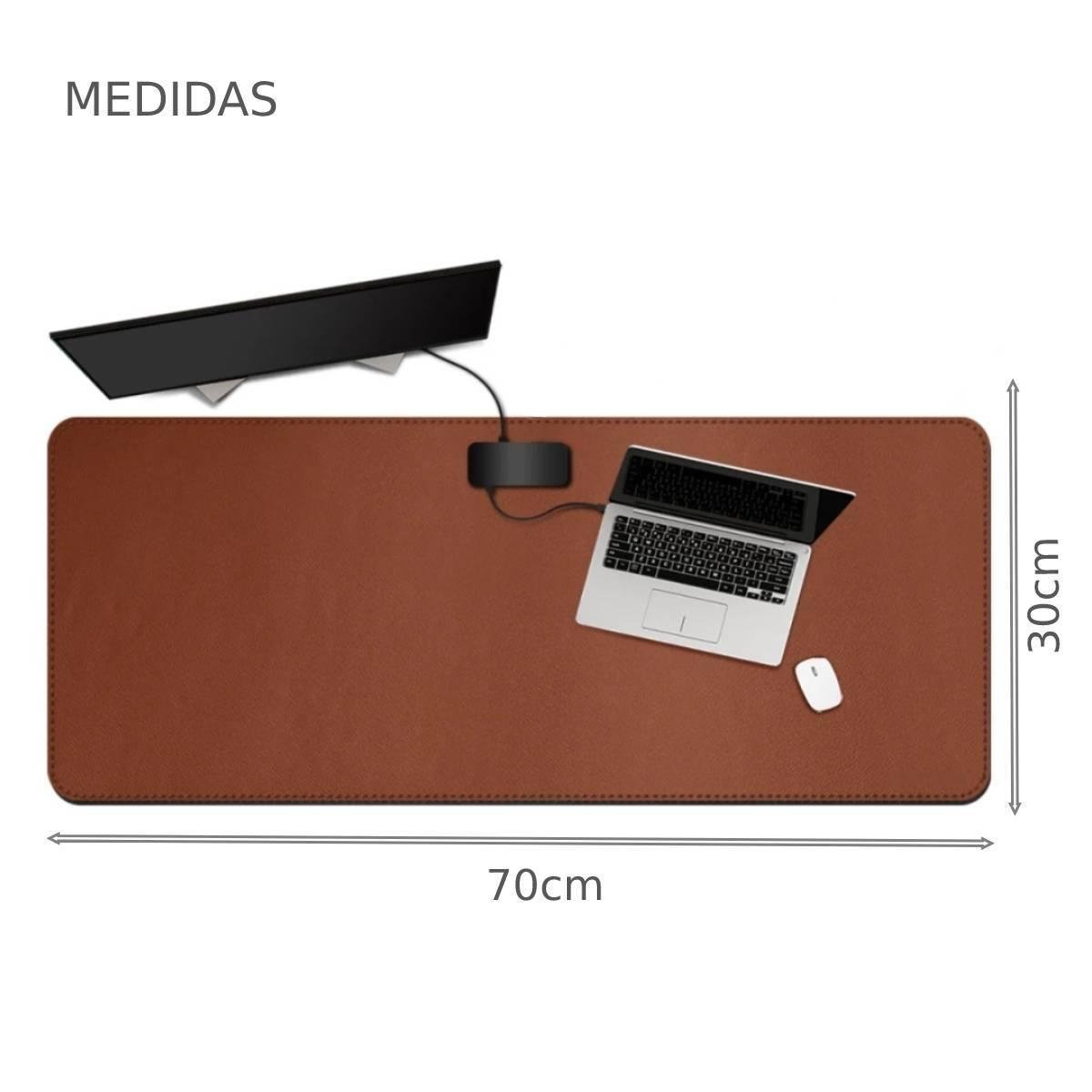 Mouse Pad 70x30 Tapete de Mesa Couro Ecologico Slim Castor - 4