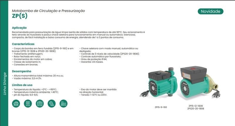 Pressurizador Shimge Zp15-9-160 1/6cv Monofásico 220v Verde 220 (m) - 2