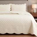 Ver imagem 2 de Kit Cobre Leito Mosaico King Percal 300 Fios Colcha Matelassê Alto Relevo 3 Peças Bege