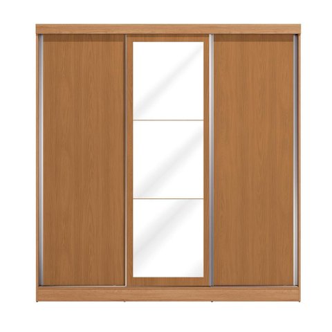 Guarda Roupas Casal 3 Portas de Correr 3 Espelhos Kappesberg Tapajós/canela 208cm