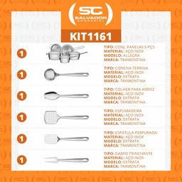 Kit Cozinha Panelas Allegra Aço Inox Fundo Triplo 10 Peças Com Utensílios - Tramontina - 2 Kit Cozinha Panelas Allegra Aço Inox Fundo Triplo 10 Peças Com Utensílios - Tramontina - 2