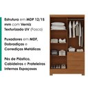 Ver imagem 4 de Guarda Roupa Solteiro 4 Portas 2 Gavetas Primor 121x209 cm Cinamomo Zanz