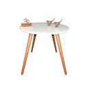 Ver imagem 1 de Mesa Jantar Pés Palitos Tampo Redondo Vidro Laqueado 70cm Branco