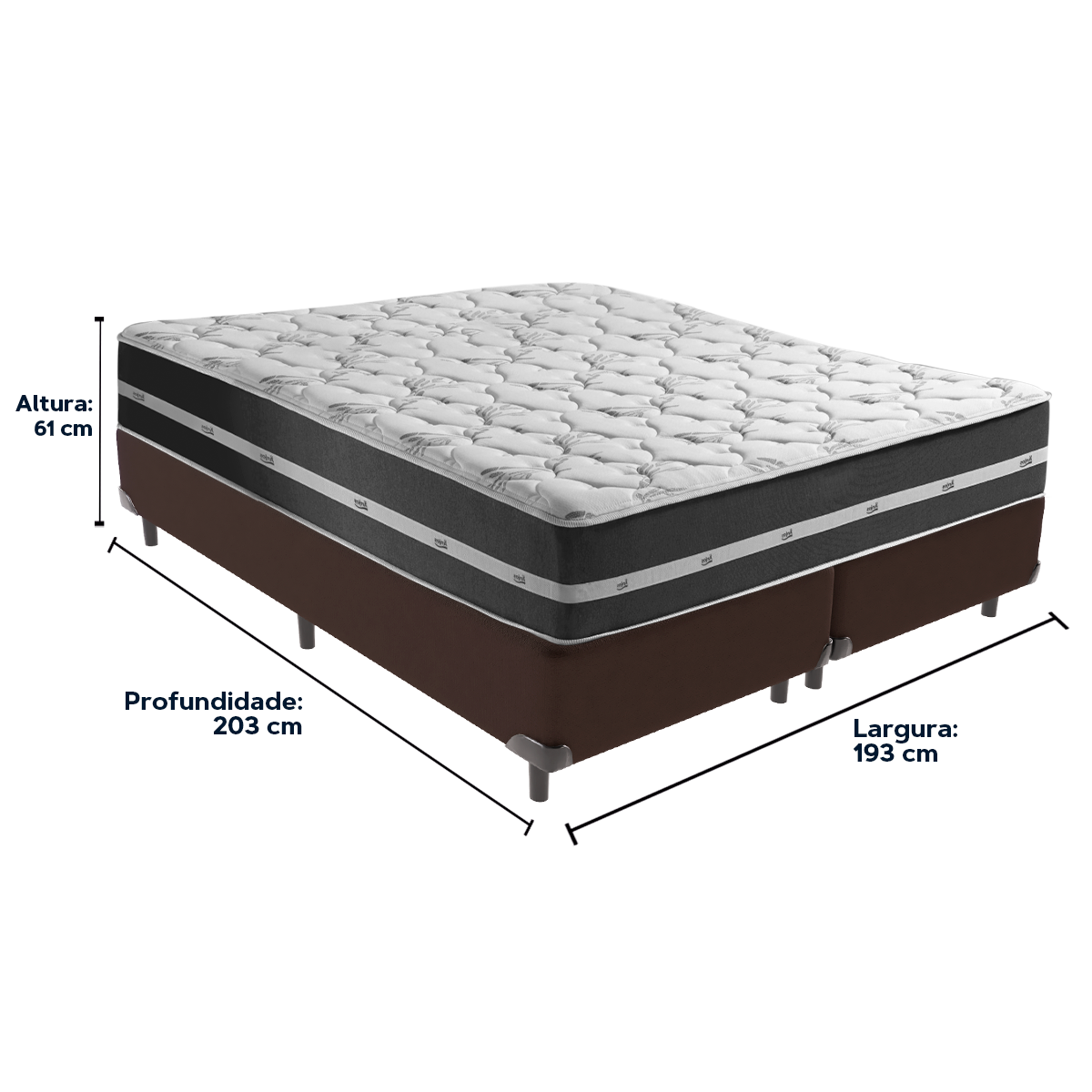 Cama Box King Preto com Base Marrom Classic Anjos - 5