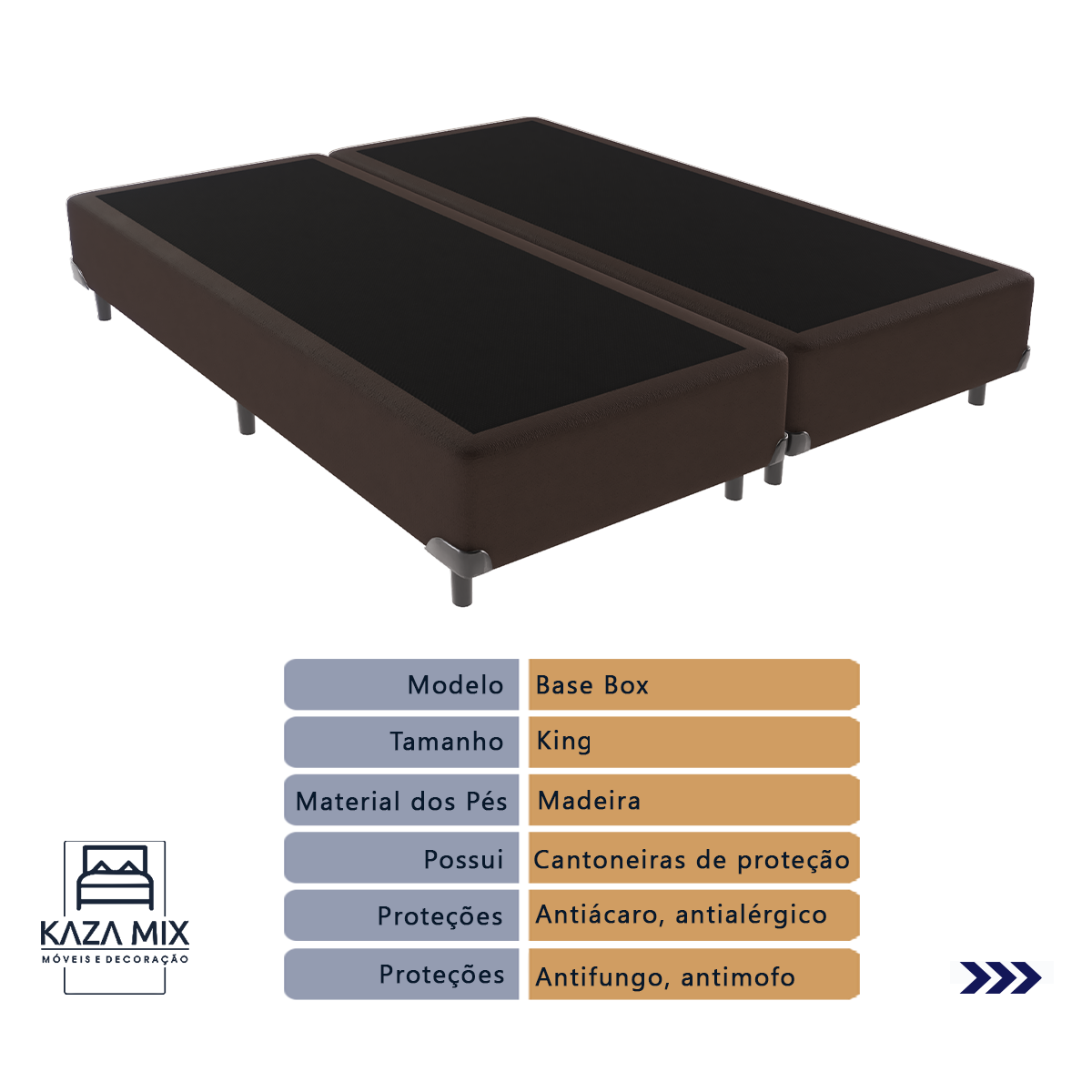 Cama Box King Preto com Base Marrom Classic Anjos - 4