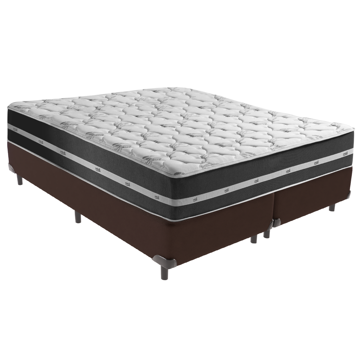 Cama Box King Preto com Base Marrom Classic Anjos - 1