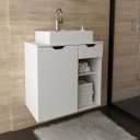 Ver mais imagens de Gabinete de Banheiro 60 Cm 1 Porta com Cuba Romana Branco