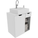 Ver imagem 1 de Gabinete de Banheiro 60 Cm 1 Porta com Cuba Romana Branco