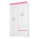 Ver imagem 5 de Guarda Roupa 4P Mainz Branco/Rosa