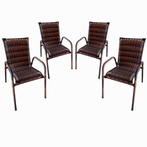 Kit 4 Cadeiras para Varanda Jardim Area de Lazer Piscina Cor Amêndoa