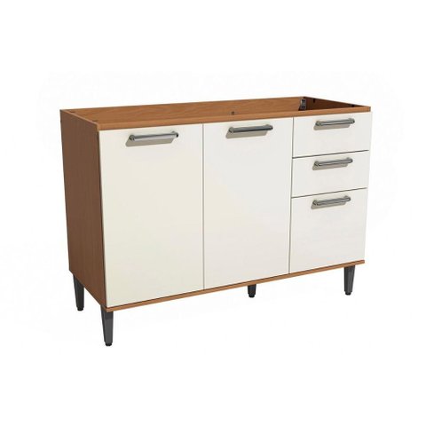 Balcão de Cozinha Linna T722 C/ 2 Portas e 3 Gavetas S/ Tampo 120cm Canela/off White - Kappesberg