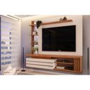Ver imagem 1 de Home P/ Tv até 55 Pol Marin C/ 1 Porta e Torre Ripada 160x153cm Off White/freijó - Dj Móveis