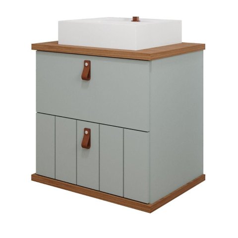 Gabinete para Banheiro 80cm 100% Mdf 1 Gaveta 1 Porta Basculante Milano Mgm Móveis Pistache/freijo