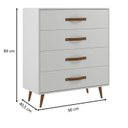 Ver imagem 4 de Cômoda 4 Gavetas com Pés Retrô 90CMX90CM Pádua Branco