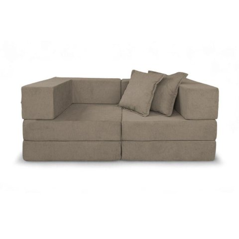 Sofá Cama Modular Mold 2 Lugares 190cm Marrom Boucle Estrutura em Aço