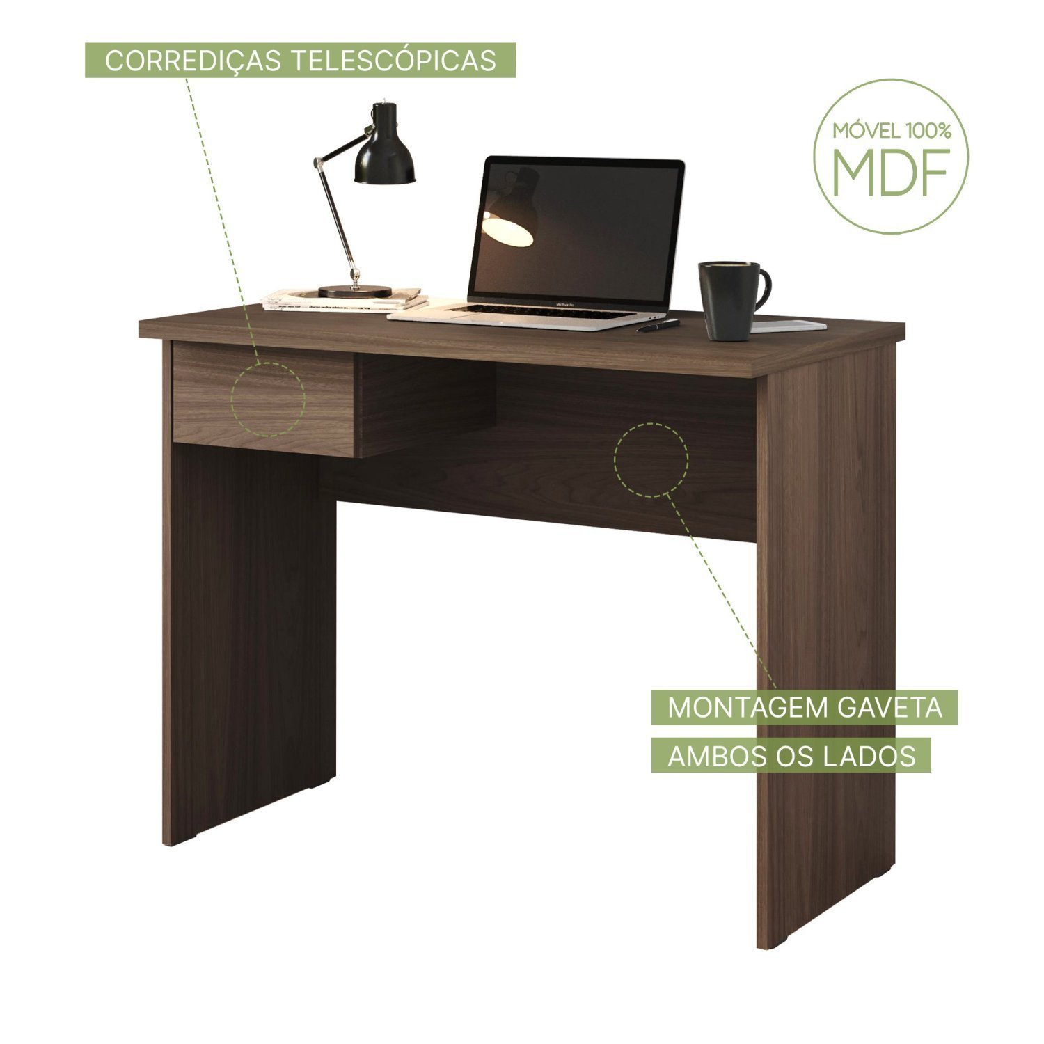 Escrivaninha 1 Gaveta 96cm MDF Attuale - 6